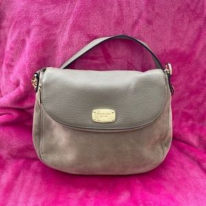 Michael Kors Brown Suede Leather Gold Hardware Shoulder Bag